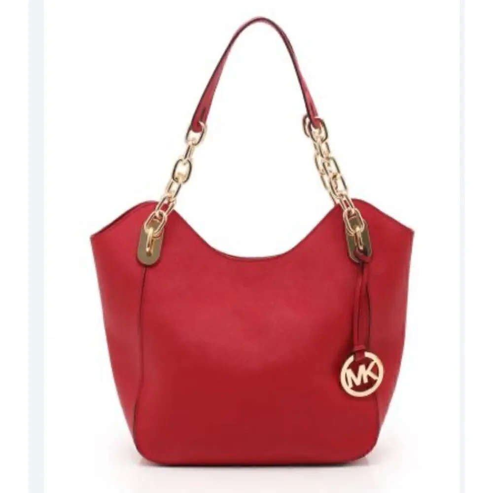 Michael Kors Lilly Red  Saffiano Leather Medium Tote
